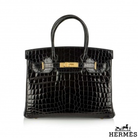 Hermés 30cm Sac Noir Niloticus Crocodile Birkin Bag Hermés 30cm Sac Noir Niloticus Crocodile Birkin Bag
